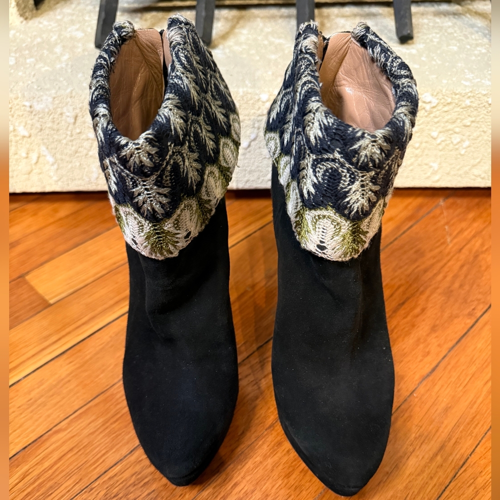 Missoni Black Ankle Boots with Patterned Cuff